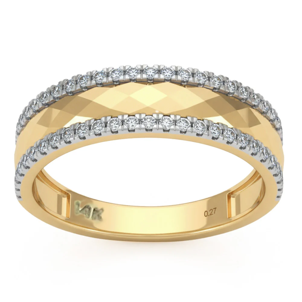 <span style="color:purple">SPECIAL!</span> .27ct G SI 14kt Yellow Gold Diamond Cut Modern Band Ring Size 6.5