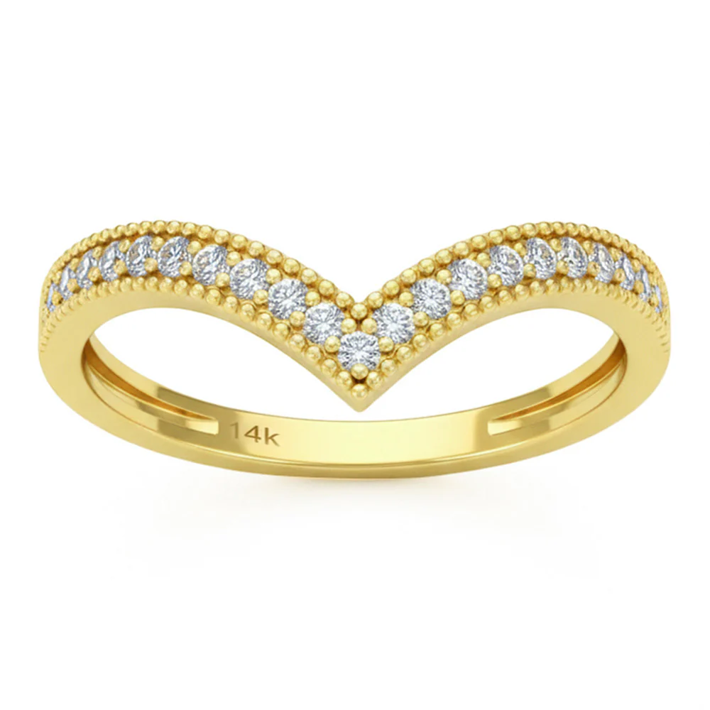 <span style="color:purple">SPECIAL!</span> .15ct G SI 14kt Yellow Gold Diamond Chevron Band Ring Size 6.5