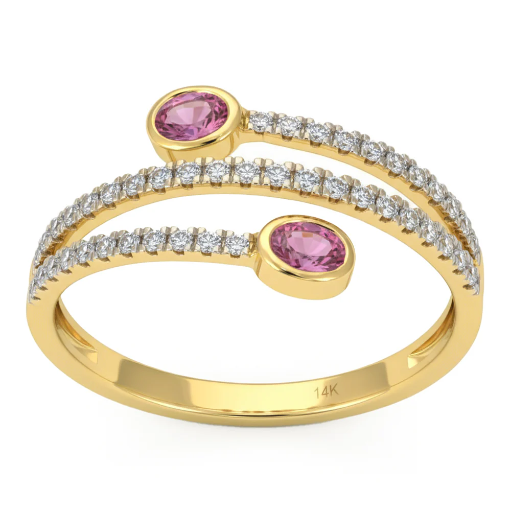 <span style="color:purple">SPECIAL!</span> .53ct G SI 14kt Yellow Gold Diamond & Pink Sapphire Gemstone Wrap Ring Size 6.5