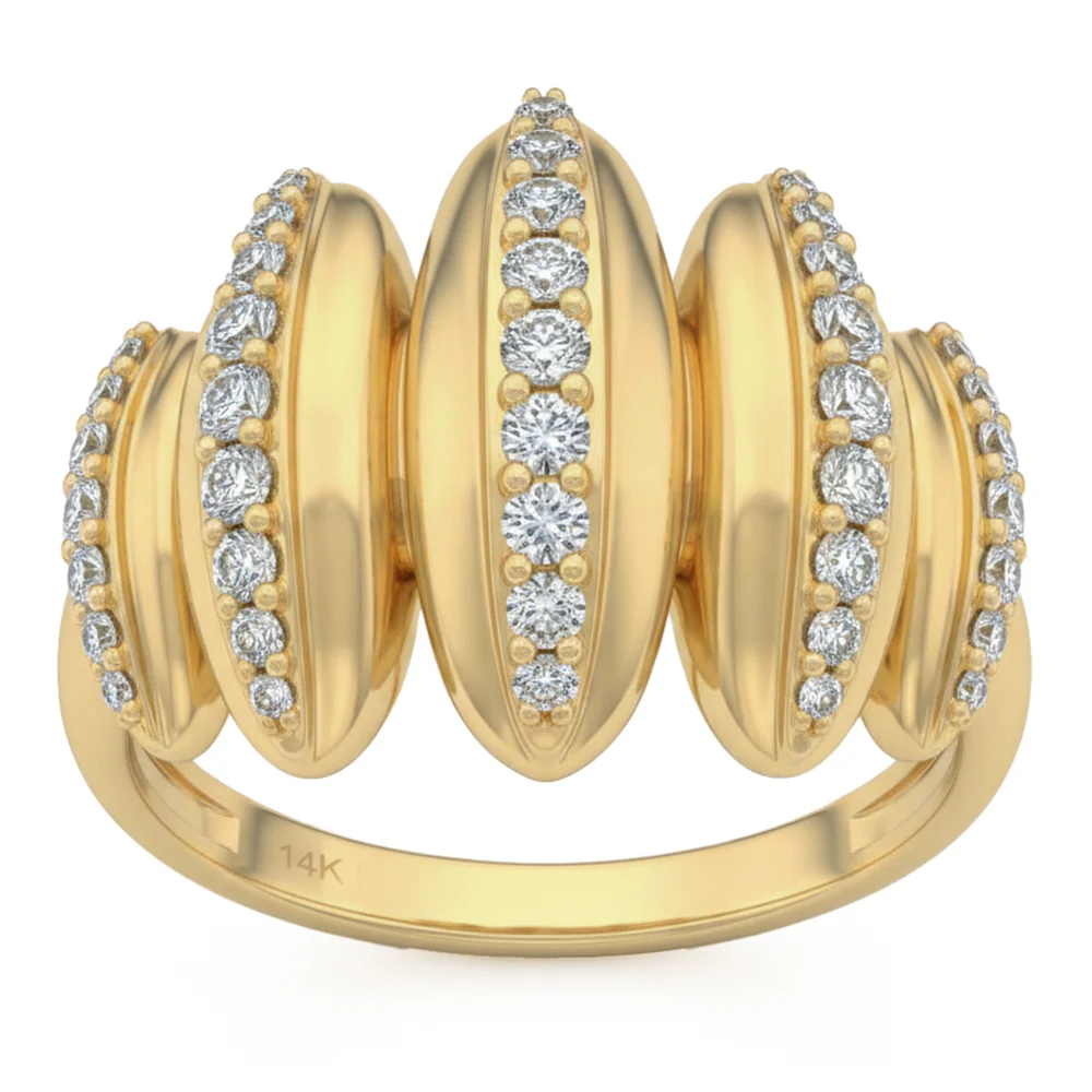 <span style="color:purple">SPECIAL!</span> .50ct G SI 14kt Yellow Gold Modern Diamond Band Ring Size 6.5
