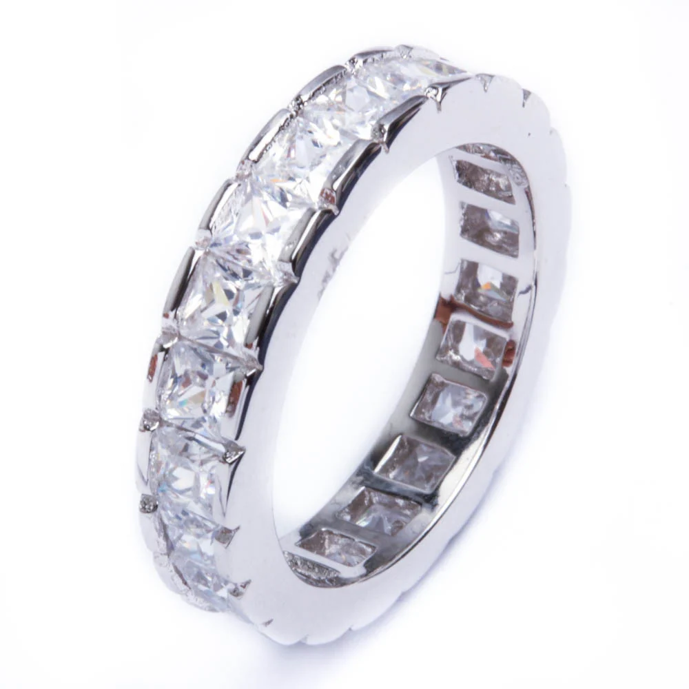 <span>CLOSEOUT!</span>2Ct Princess Cut Cz Band .925 Sterling Silver Ring
