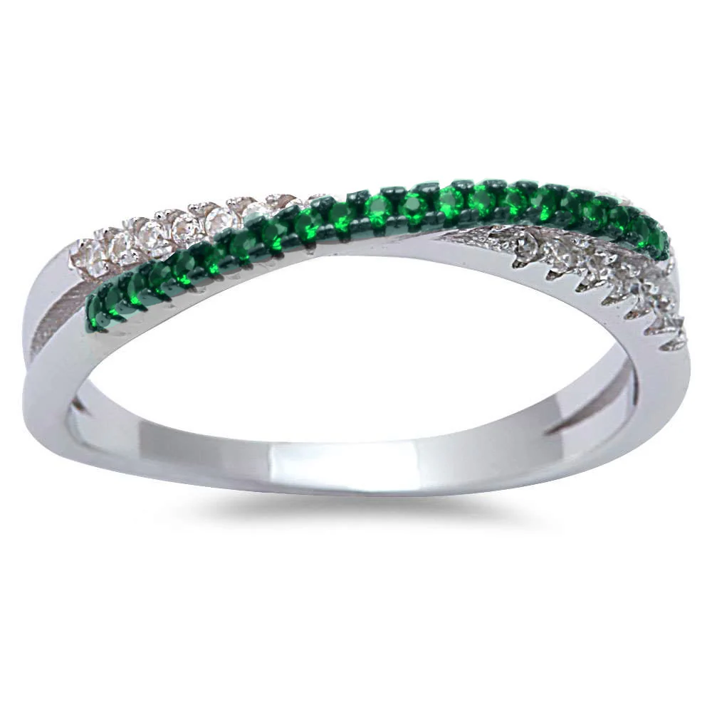 <span>CLOSEOUT!</span>Emerald Cubic Zirconia Infinity .925 Sterling Silver Ring