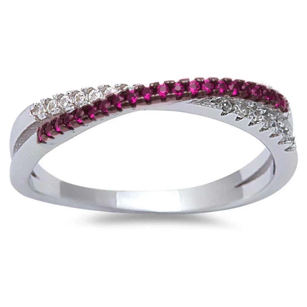 <span>CLOSEOUT!</span>Ruby Cubic Zirconia Infinity .925 Sterling Silver Ring