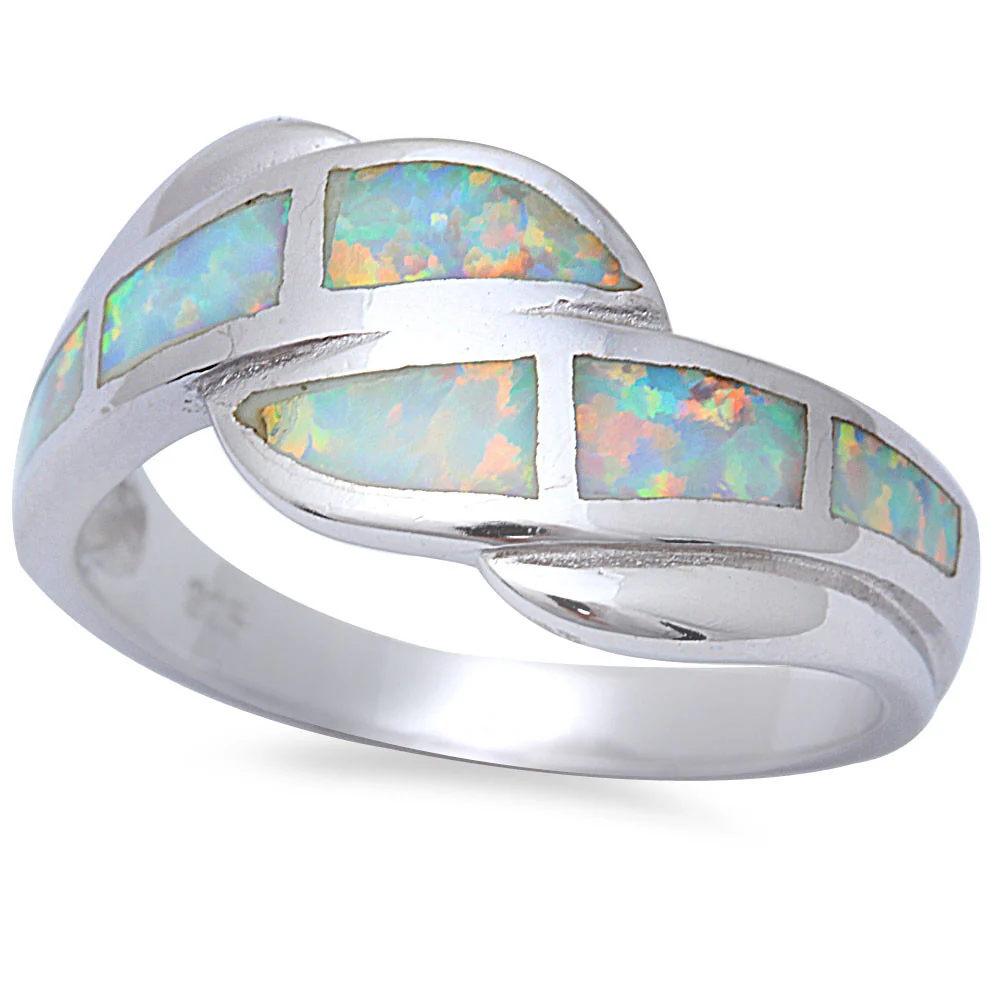 <span>CLOSEOUT!</span> White Fire Opal Fashion .925 Sterling Silver Ring Sizes 5-10