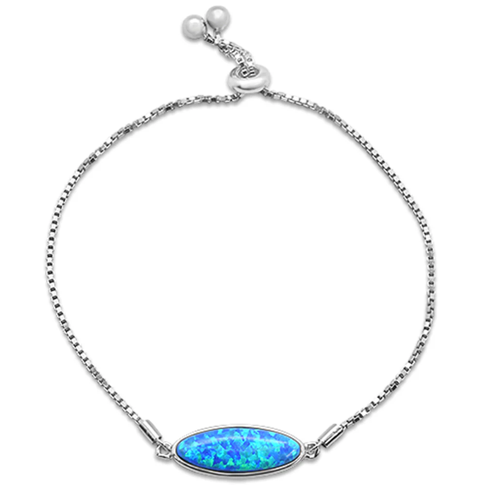 <span>CLOSEOUT! </span>New Blue Opal .925 Sterling Silver Bracelet