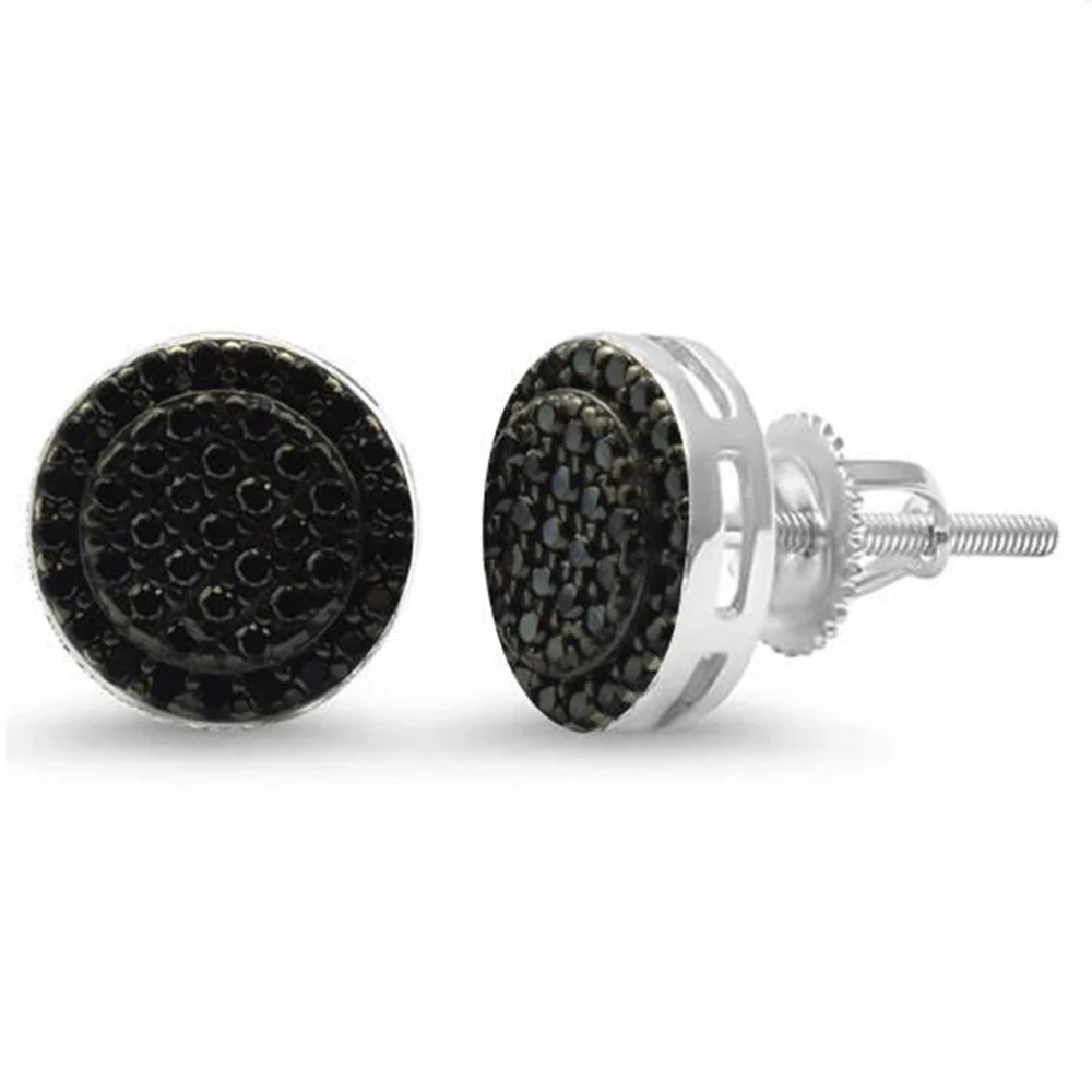 10MM Micro Pave Round Halo Studs .925 Sterling Silver Earrings Colors Available! - Image 5