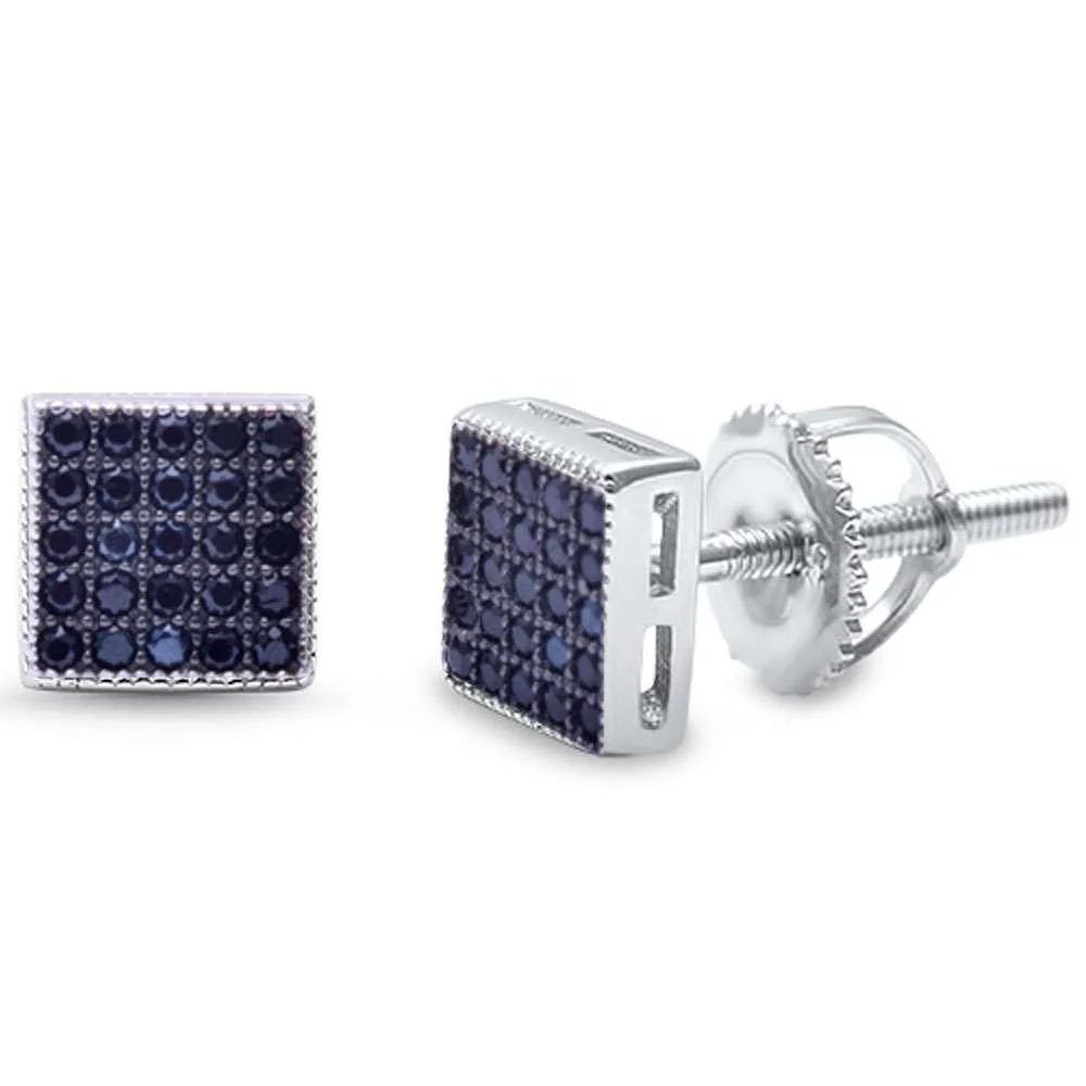 Square Micro Pave .925 Sterling Silver Earrings! Silver, Rose, Yellow & Black Plated - Image 3