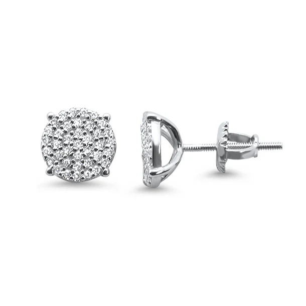 6MM Micro Pave Round CZ .925 Sterling Silver Stud Earrings - Image 2