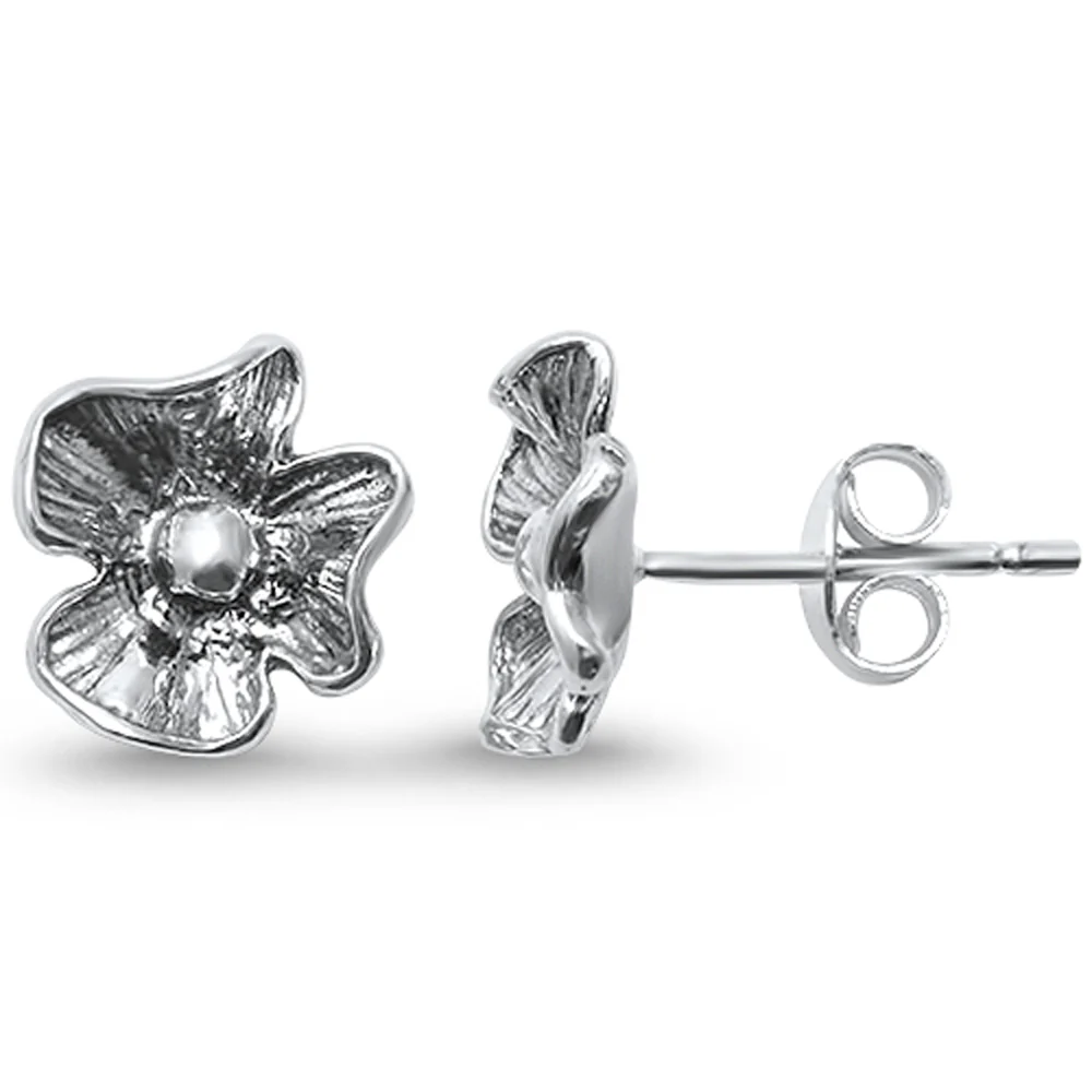 <span>CLOSEOUT! </span>Cute! Plain Flower Studs .925 Sterling Silver Earrings