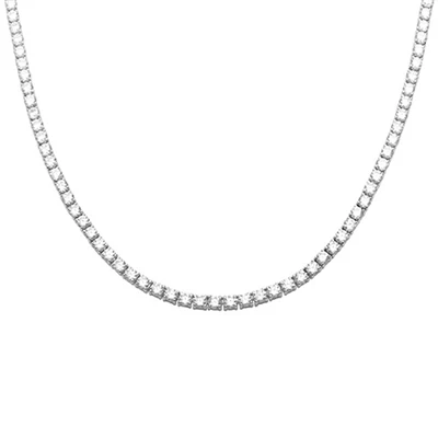 3MM Available 2 Colors 13.50CT Round Cubic Zirconia Necklace .925 Sterling Silver 18", 22" Long - Image 2