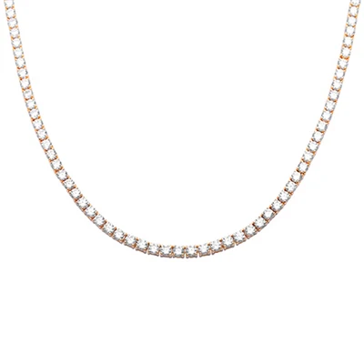 3MM Available 2 Colors 13.50CT Round Cubic Zirconia Necklace .925 Sterling Silver 18", 22" Long - Image 3