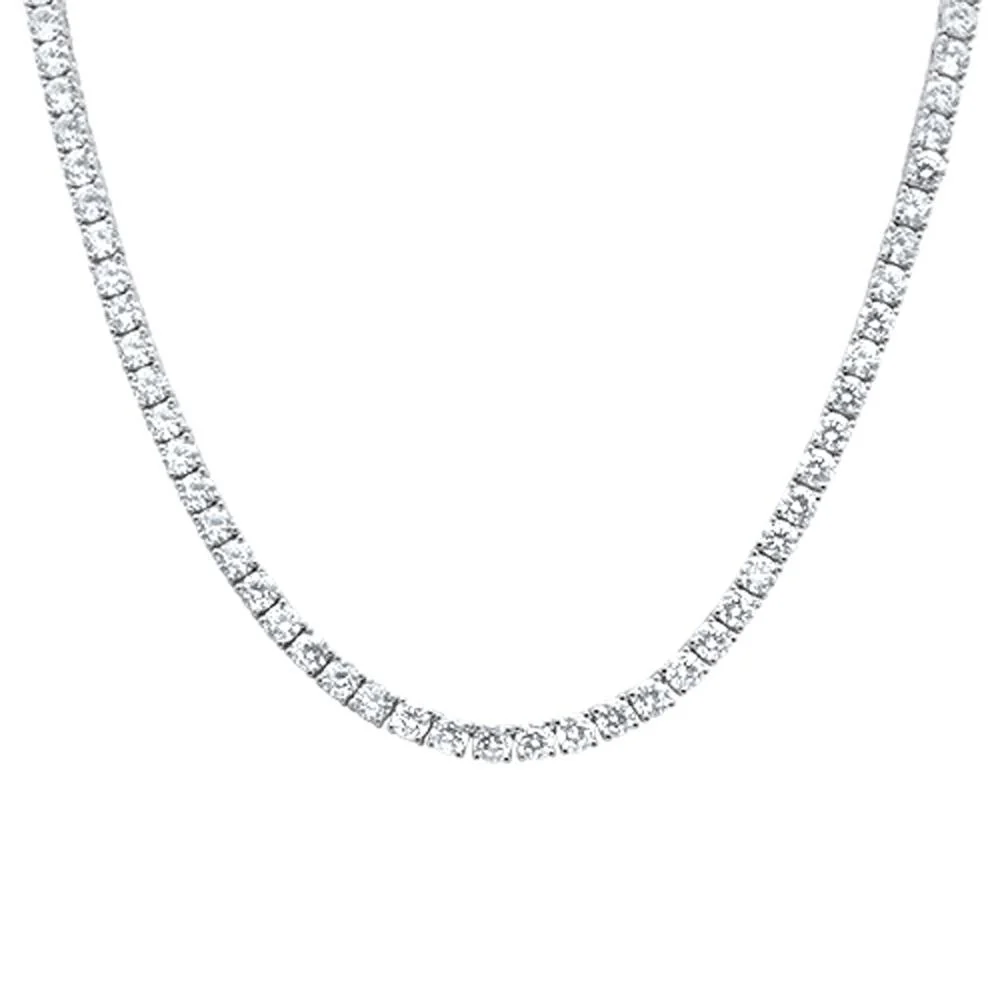 5MM Available 2 Colors Round Cubic Zirconia Necklace .925 Sterling Silver 18",22" - Image 2
