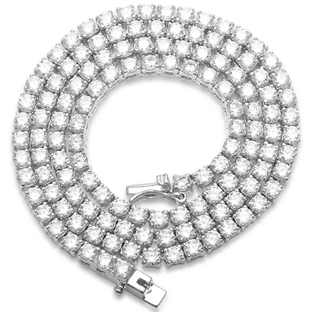 5MM Available 2 Colors Round Cubic Zirconia Necklace .925 Sterling Silver 18",22" - Image 5