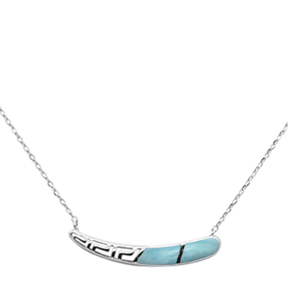 New Natural Larimar Design .925 Sterling Silver Pendant Necklace 16+1" Ext.