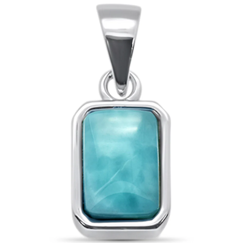 Modern Natural Larimar .925 Sterling Silver Pendant