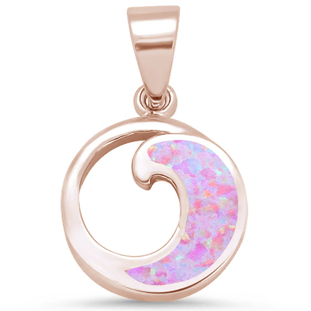 <span>CLOSEOUT! </span>Rose Gold Plated Wave Design .925 Sterling Silver Pendant