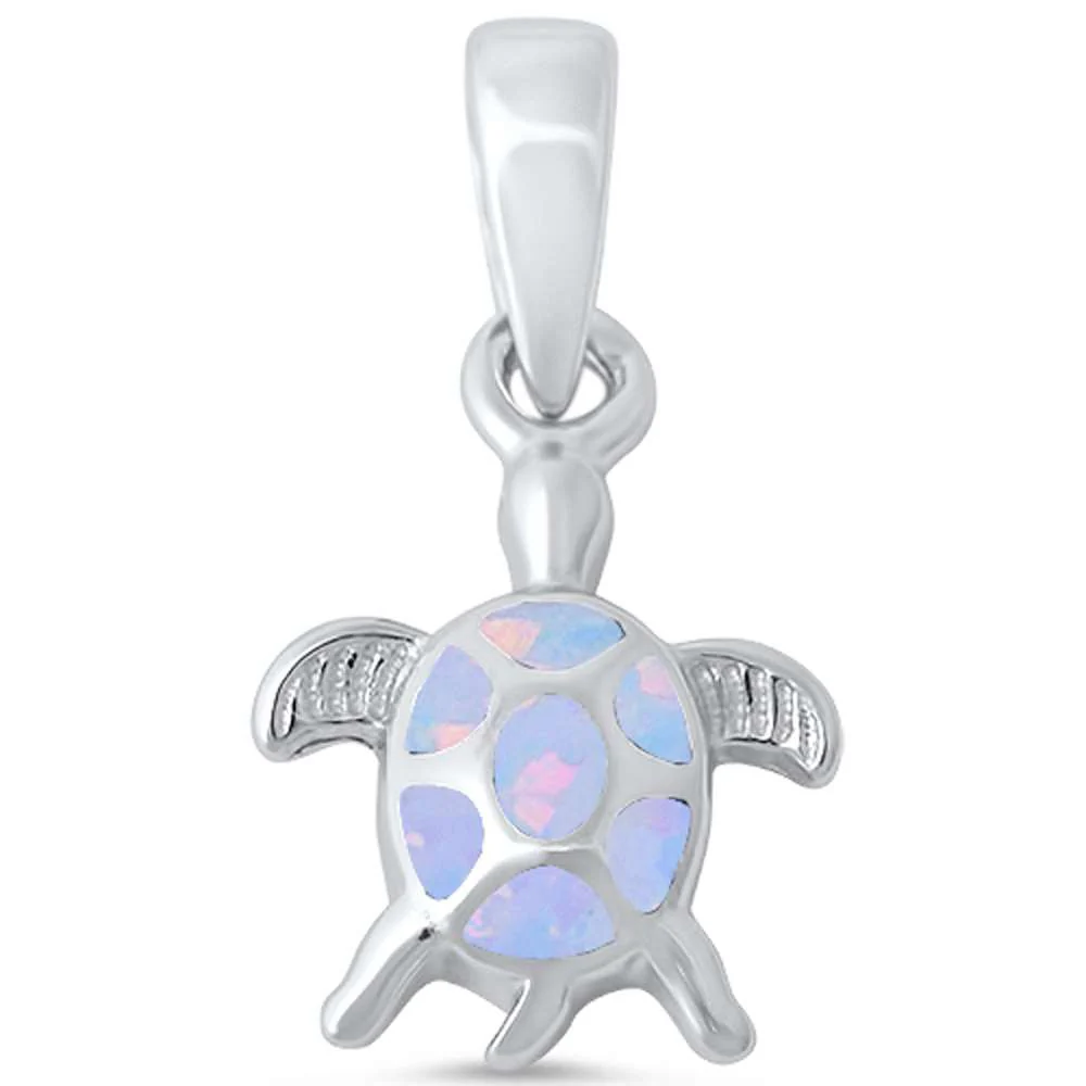 <span>CLOSEOUT!</span>White Opal Turtle .925 Sterling Silver Pendant