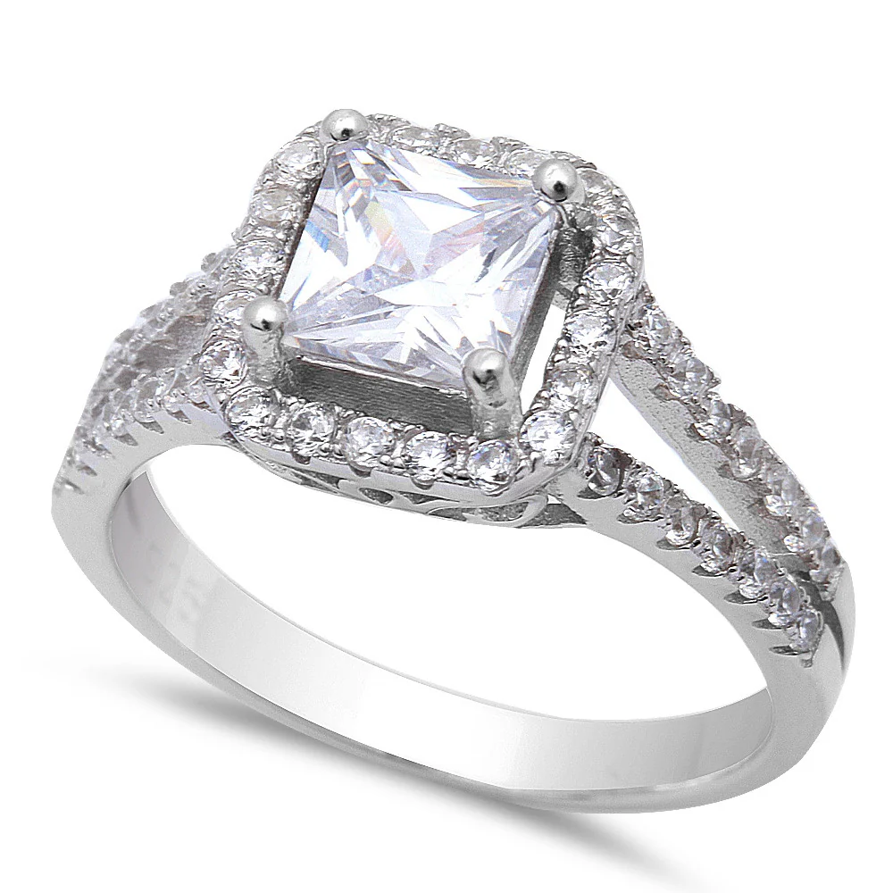<span>CLOSEOUT! </span>1.50Ct Princess Cut White Cz Engagement .925 Sterling Silver Ring