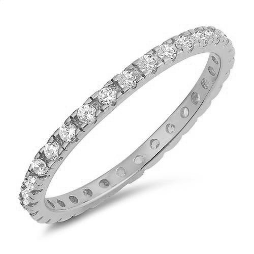 <span>CLOSEOUT! </span>Cubic Zirconia Eternity Band .925 Sterling Silver Ring