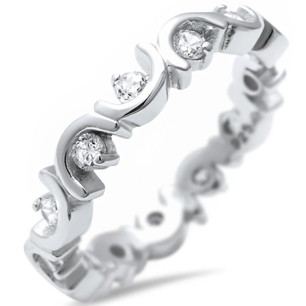 <span>CLOSEOUT!</span> New Fancy Style Cz Band .925 Sterling Silver Ring