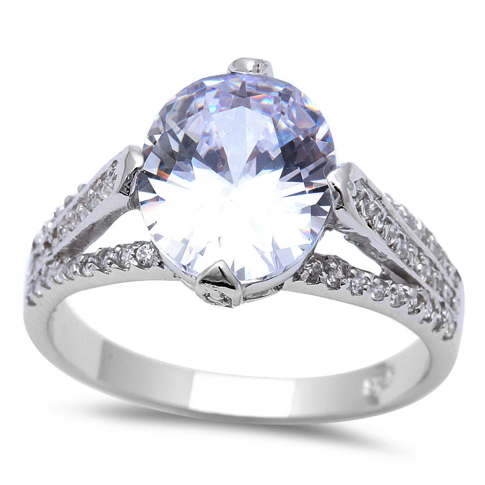 <span>CLOSEOUT! </span>.925 Sterling Silver 4ct Oval Cut Cz Fashion Engagement Ring