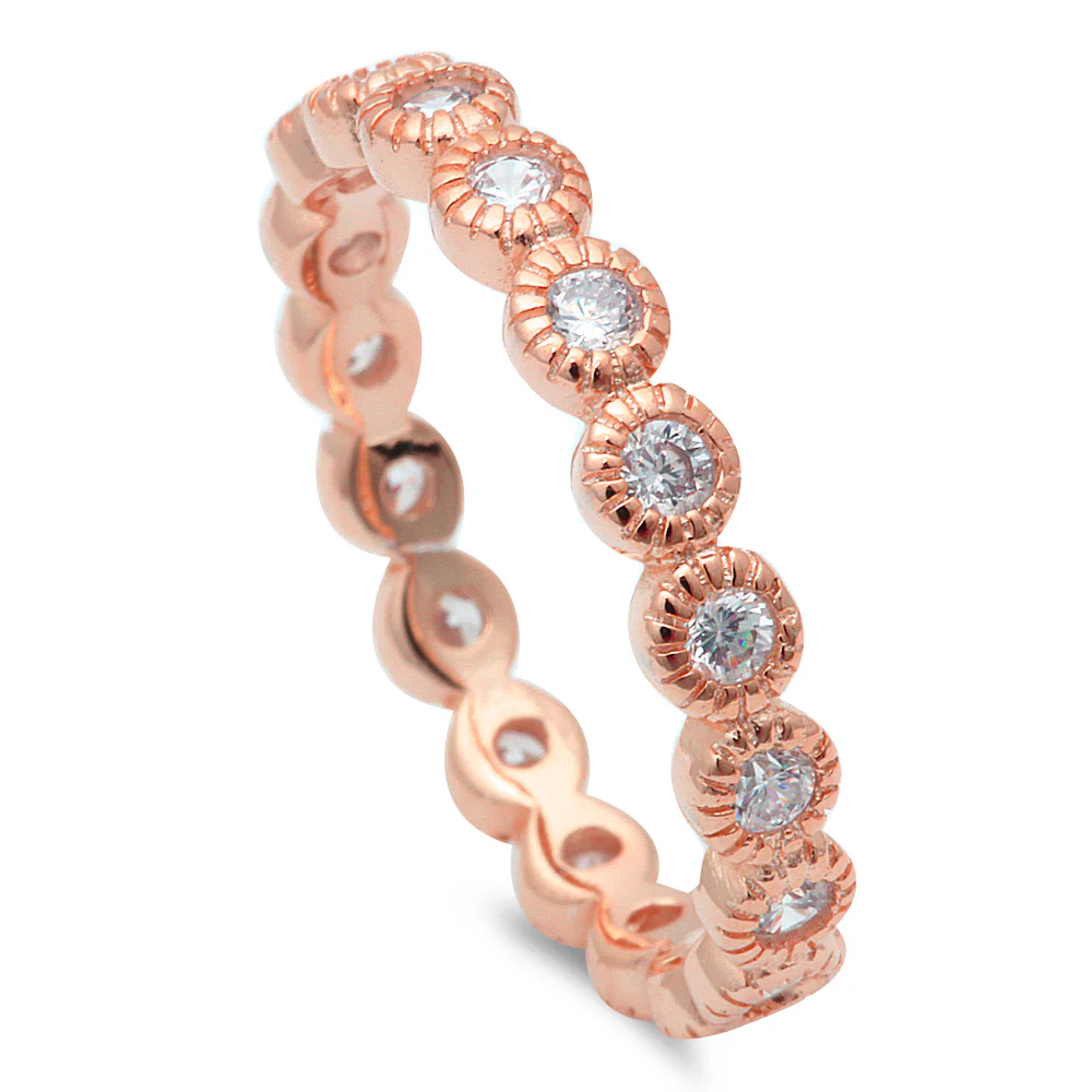 <span>CLOSEOUT!</span>Rose Gold Plated Eternity .925 Sterling Silver Ring
