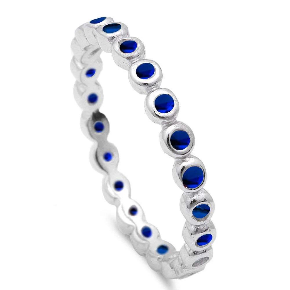 <span>CLOSEOUT!</span>Blue Sapphire Eternity Band .925 Sterling Silver Ring Sizes 3-10