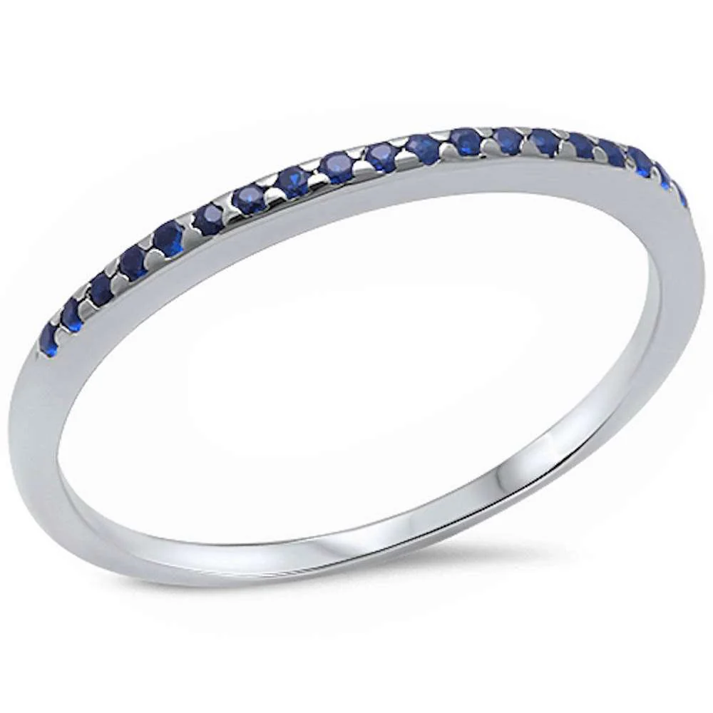 <span>CLOSEOUT!</span>Blue Sapphire.925 Sterling Silver Band Ring