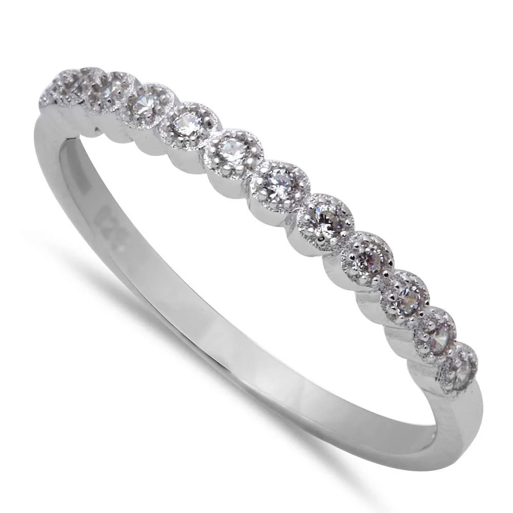 <span>CLOSEOUT!</span>Micro Pave Cubic Zirconia New Fashion .925 Sterling Silver Ring Size 4-11