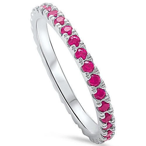 <span>CLOSEOUT!</span>Ruby Eternity Band .925 Sterling Silver Ring