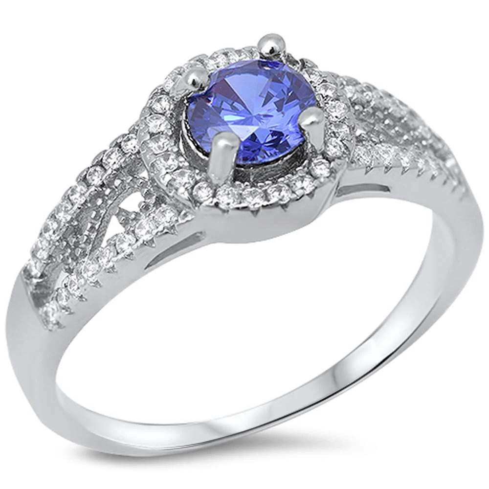<span>CLOSEOUT!</span>Tanzanite & Cubic Zirconia .925 Sterling Silver Ring