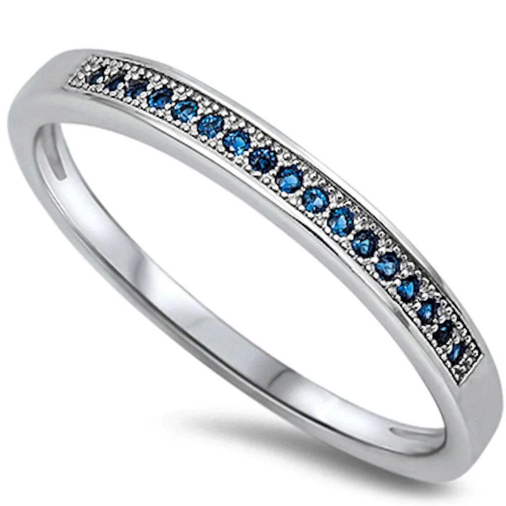 <span>CLOSEOUT!</span>Blue Sapphire Band .925 Sterling Silver Ring
