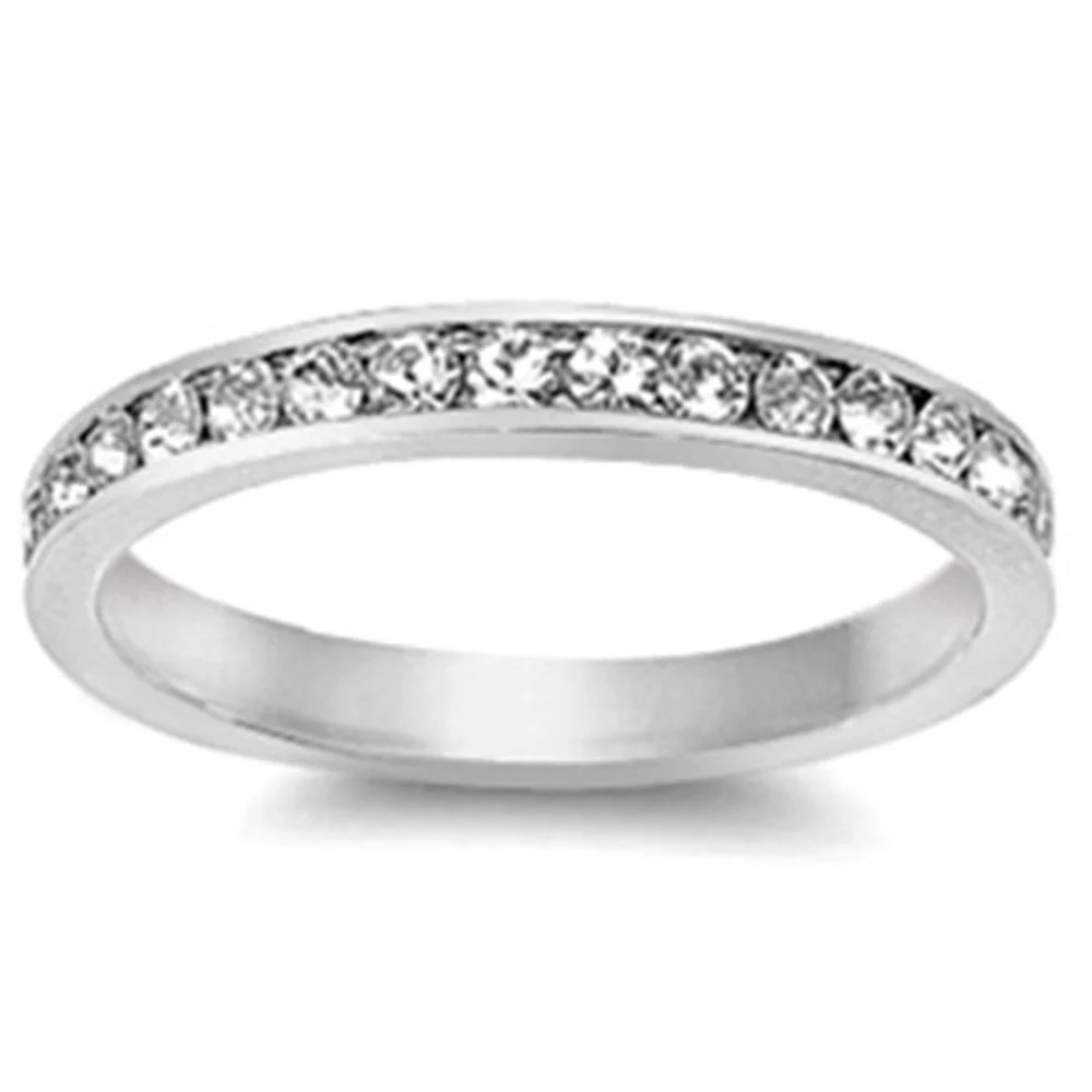 <span>CLOSEOUT!</span>Cz Eternity Band Ring .925 Sterling Silver