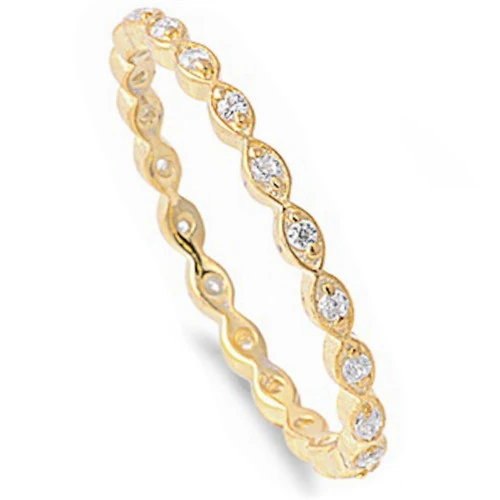 Gold Plated Eternity Band with Cz .925 Sterling Silver