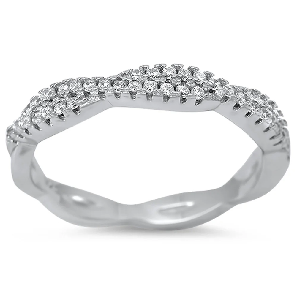 <span>CLOSEOUT! </span>Infinity Style Cubic Zirconia .925 Sterling Silver Ring