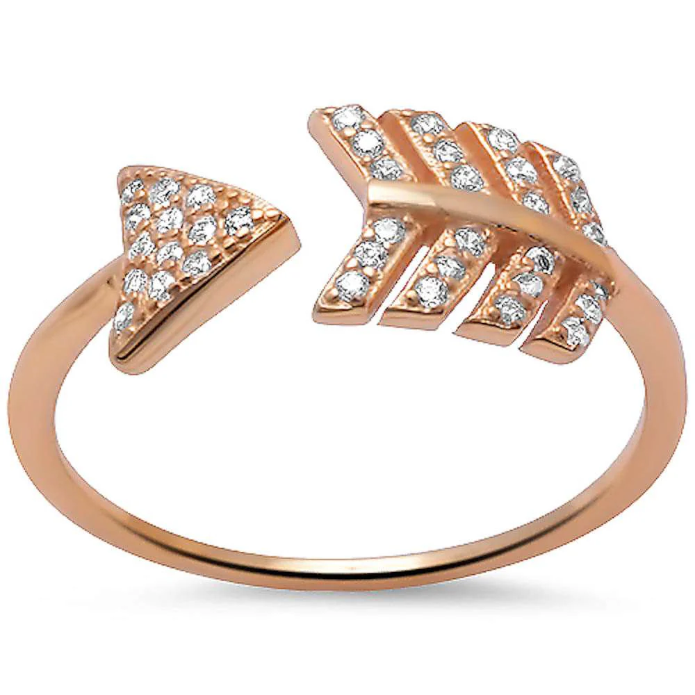 <span>CLOSEOUT!</span> Rose Gold Plated Arrow Cz .925 Sterling Silver Ring