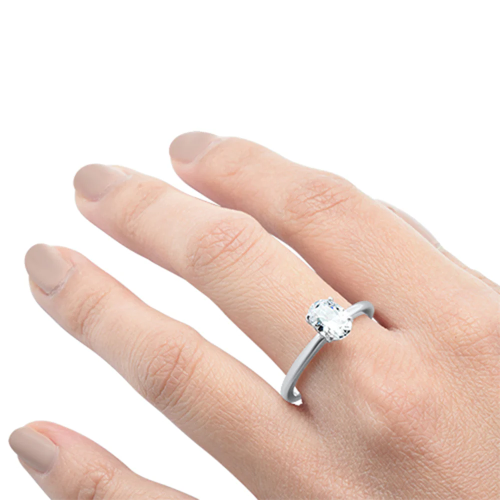<span>CLOSEOUT! </span>1.50ct 8x6mm Oval Cubic Zirconia .925 Sterling Silver Solitaire Engagement Ring - Image 4