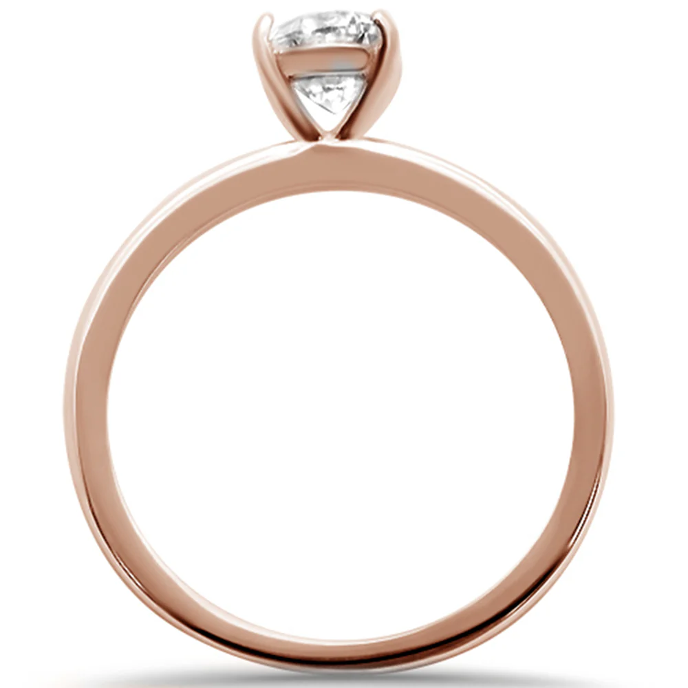 <span>CLOSEOUT! </span>1.50ct 8x6mm Rose Gold Plated Oval Cubic Zirconia .925 Sterling Silver Solitaire Engagement RingSizes 4-9 - Image 3