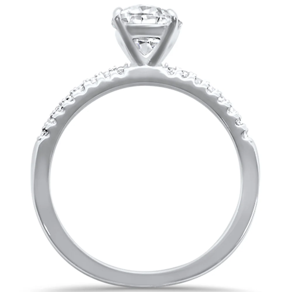 2.00ct 9x7mm Oval & Round Cubic Zirconia .925 Sterling Silver Solitaire Engagement Ring Sizes 4-9 - Image 3