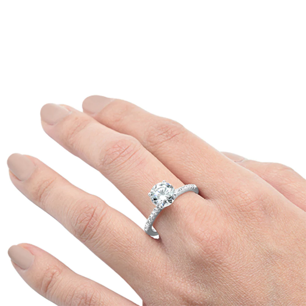 2.00ct 8mm Round Cubic Zirconia .925 Sterling Silver Solitaire Engagement RingSizes 4-10 - Image 4