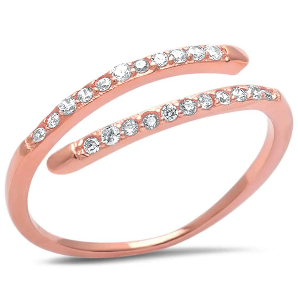 <span>CLOSEOUT!</span>Rose Gold Plated Cz .925 Sterling Silver Fashion Ring