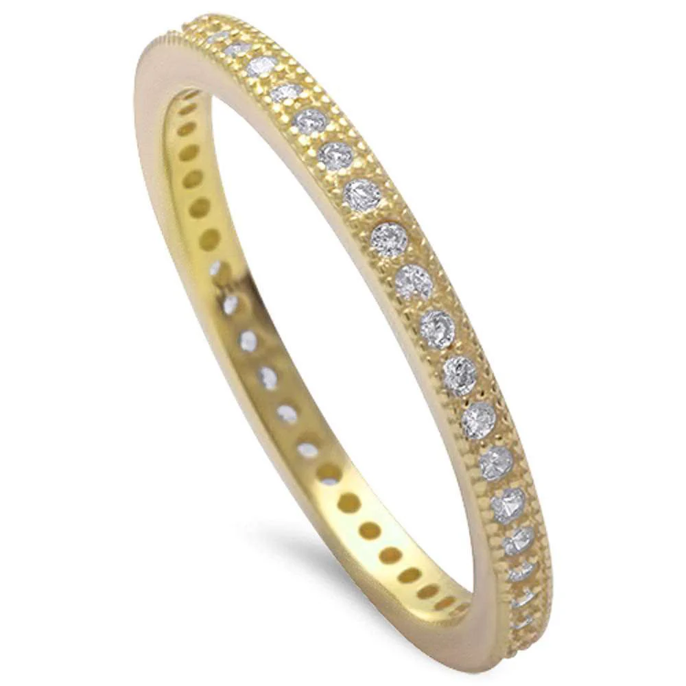 <span>CLOSEOUT! </span>Yellow Gold Plated Cz Eternity Band .925 Sterling Silver Ring Sizes 4-10