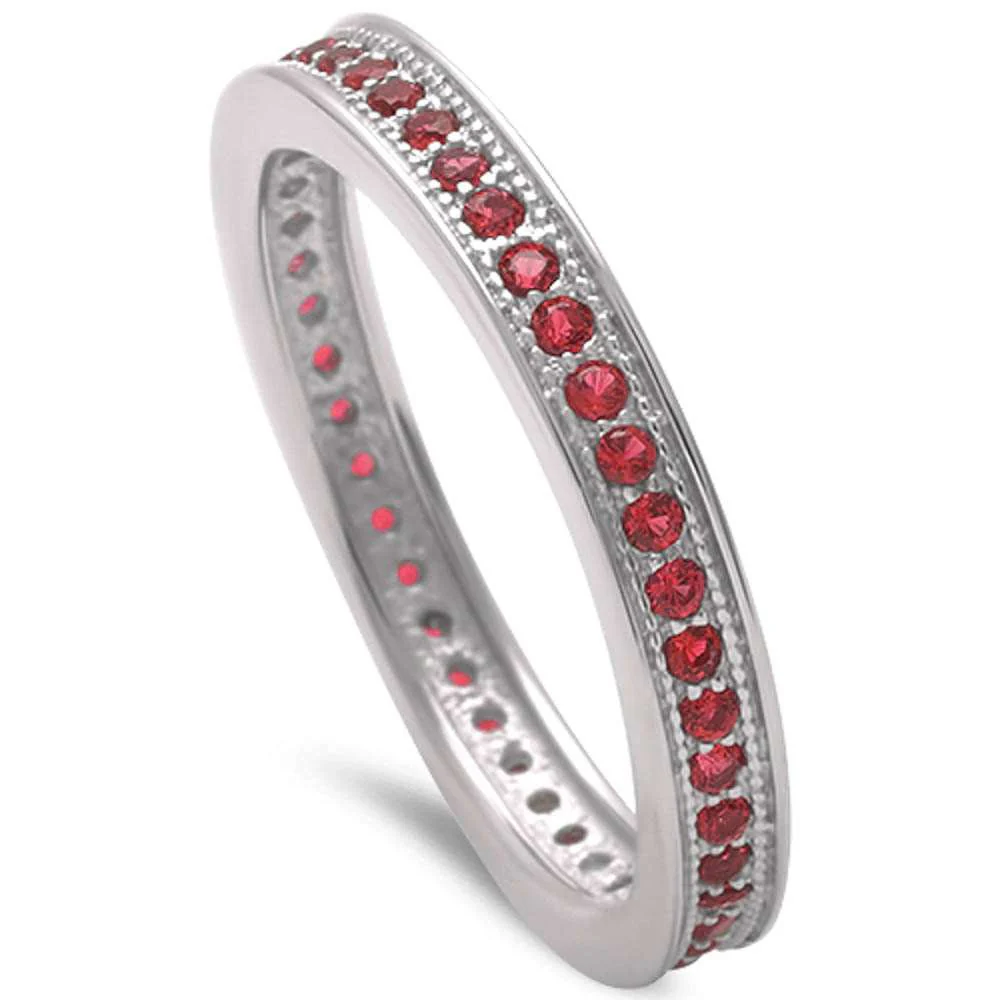<span>CLOSEOUT!</span>Ruby Eternity Band .925 Sterling Silver Ring Sizes 4-10