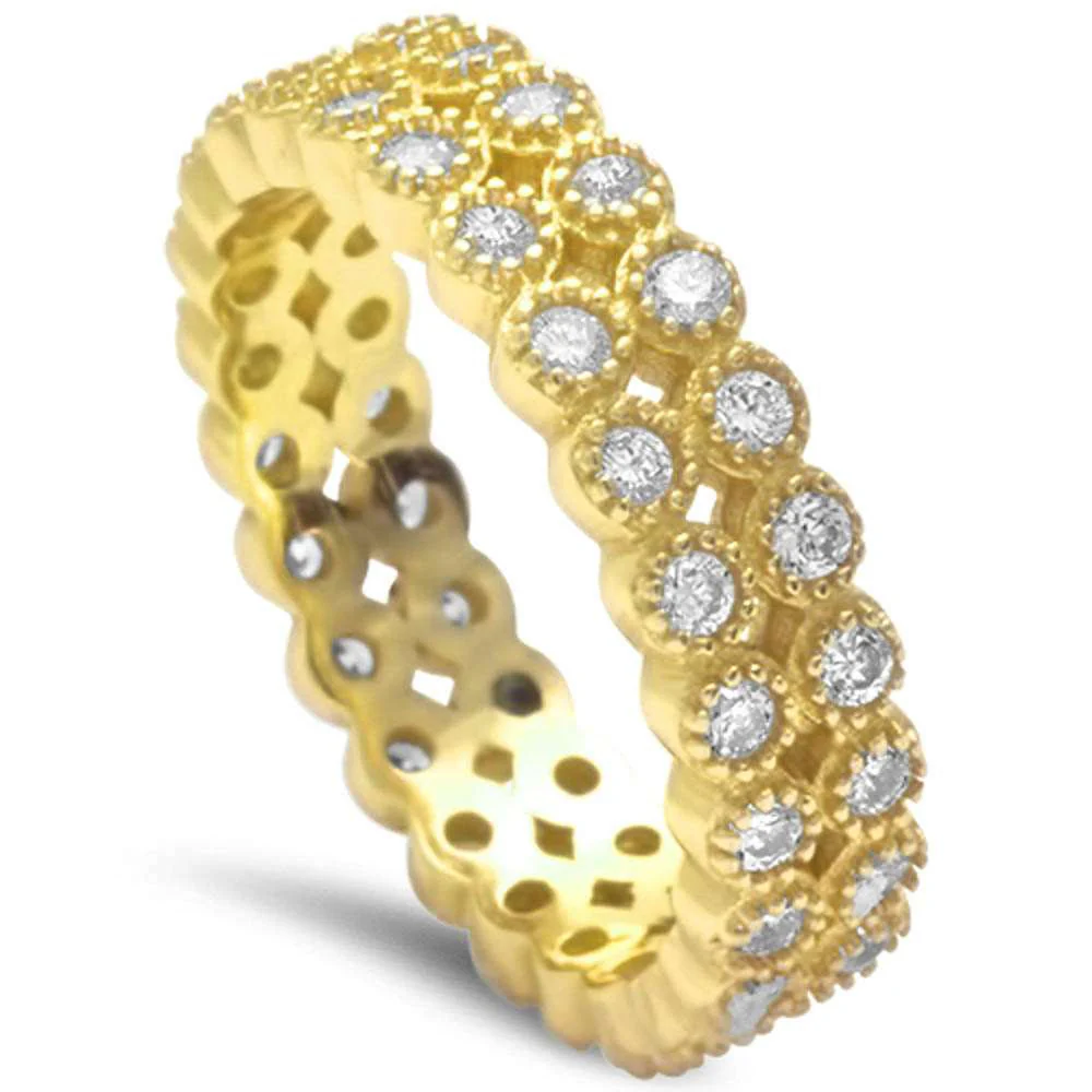 <span>CLOSEOUT!</span> Yellow Gold Plated Cz Wedding Engagement Band .925 Sterling Silver Ring Sizes 5-10