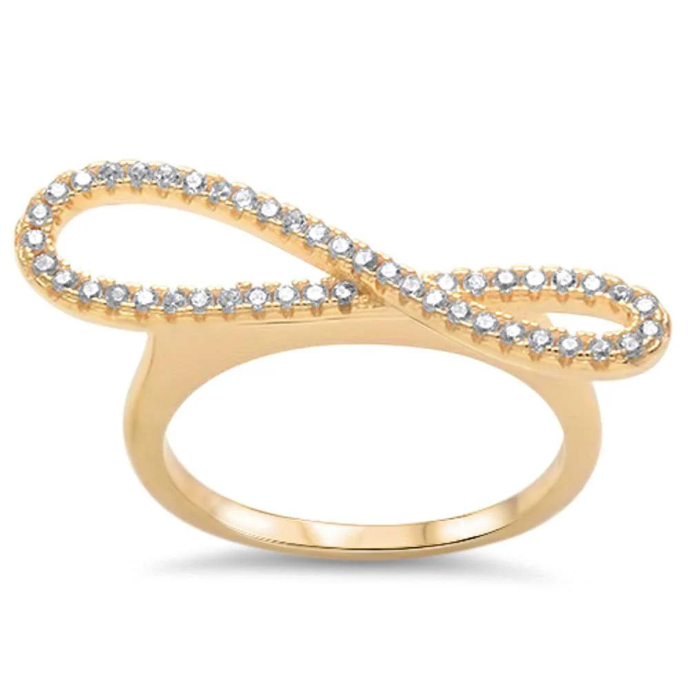 <span>CLOSEOUT!</span>Yellow Gold Plated Cz Infinity .925 Sterling Silver Ring Sizes 4-10