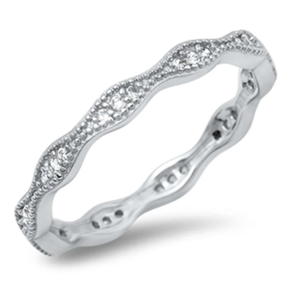 <span>CLOSEOUT!</span>New Eternity Band Cubic Zirconia .925 Sterling Silver Ring