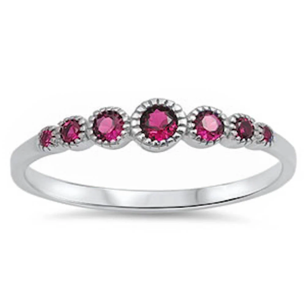 <span>CLOSEOUT!</span>Seven Round Ruby .925 Sterling Silver Ring