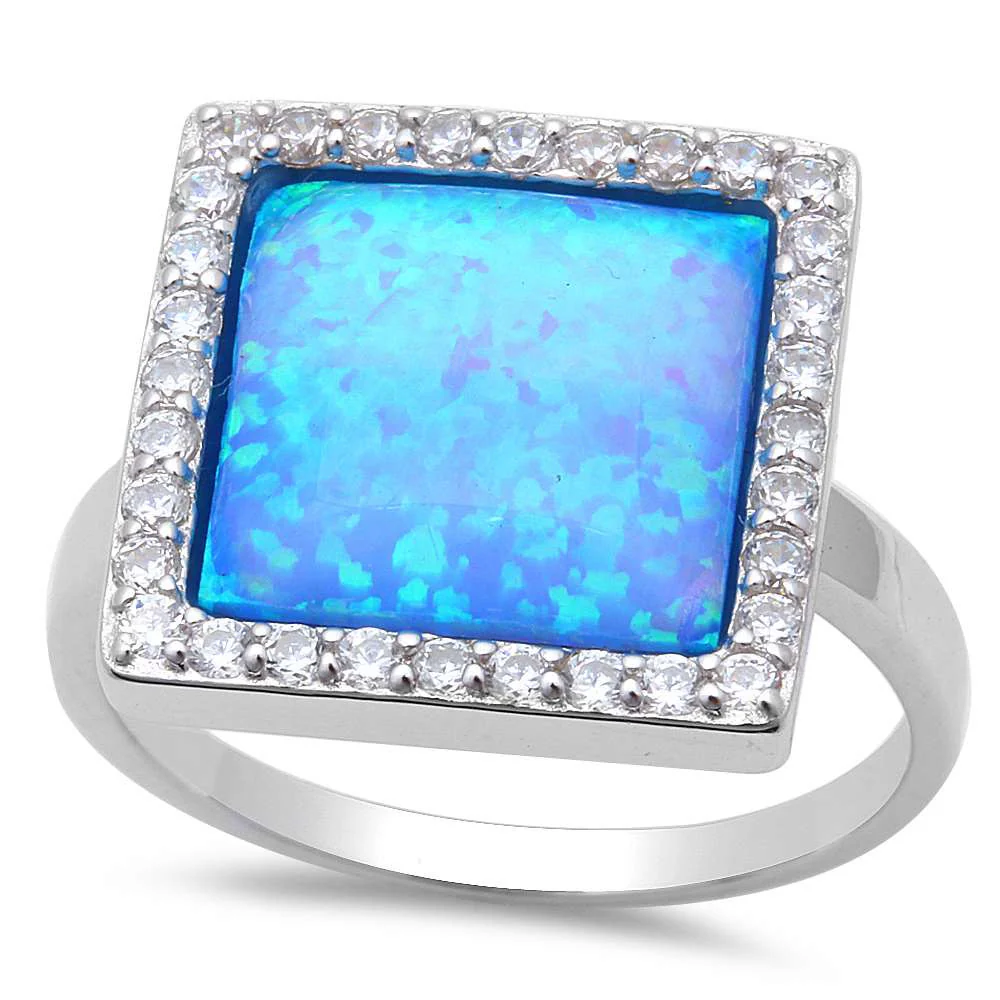 <span>CLOSEOUT!</span> New! Blue Fire Opal & Cubic Zirconia .925 Sterling Silver Ring