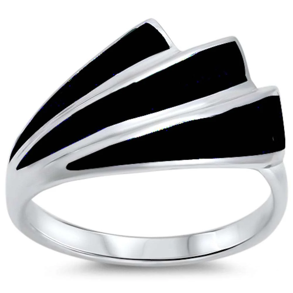 <span>CLOSEOUT!</span>New Black Onyx Design .925 Sterling Silver Ring